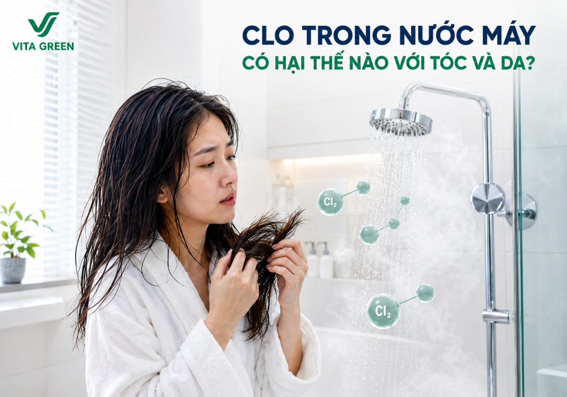 Clo trong nước máy có hại thế nào với tóc và da?